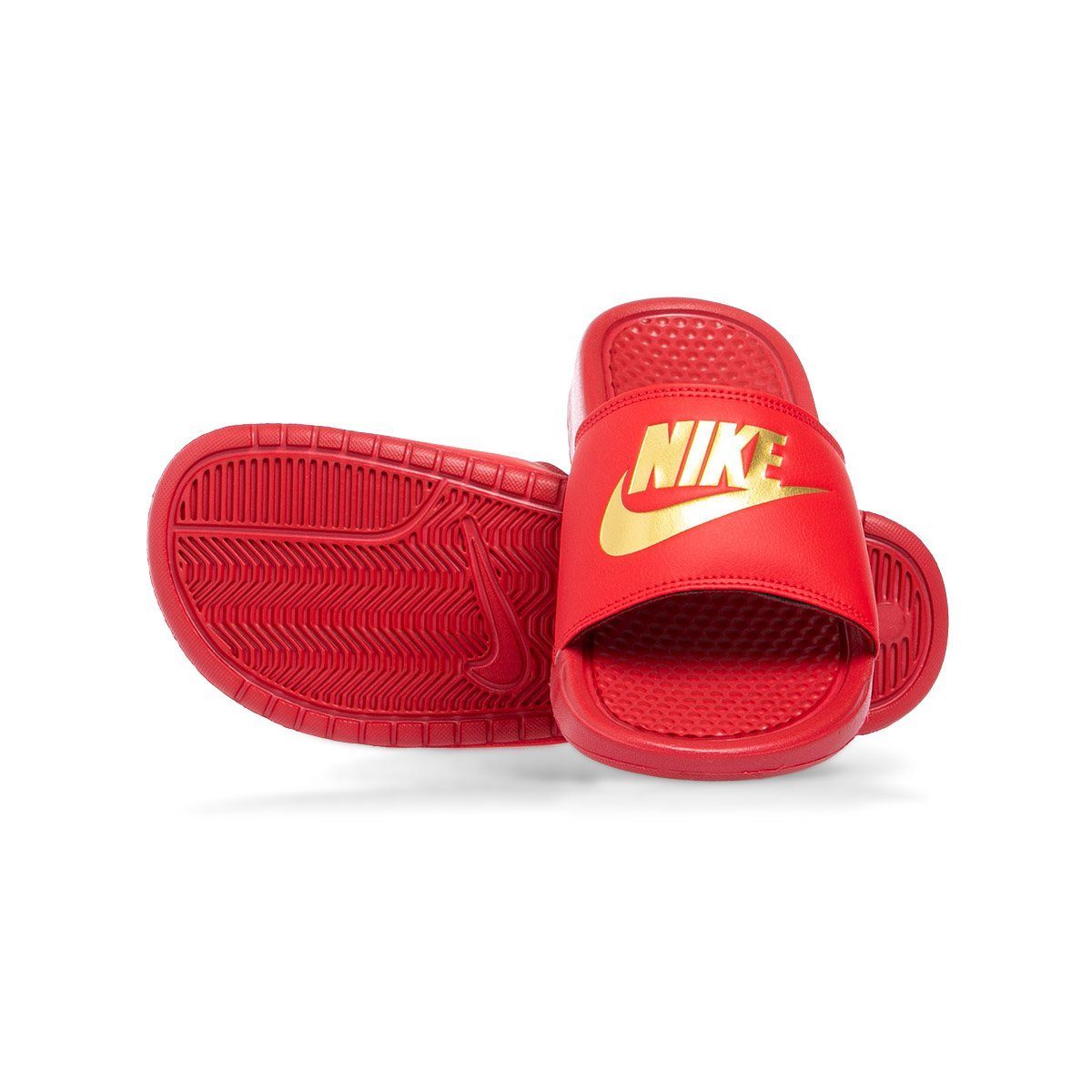 Nike benassi 2024 red and gold